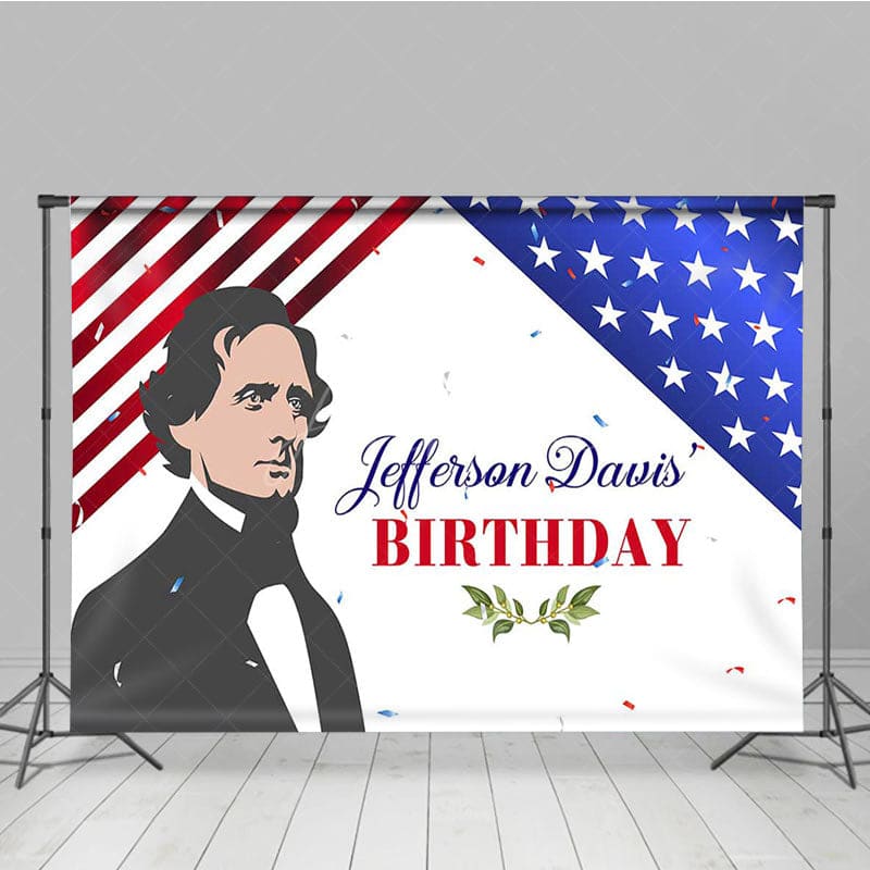 Aperturee - Aperturee Usa Flag Jefferson Davis Birthday Memorial Backdrop