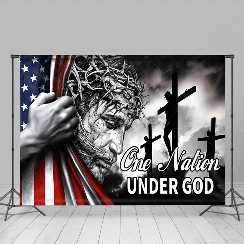Aperturee - Aperturee Usa Flag One Nation Under God Independence Day Backdrop
