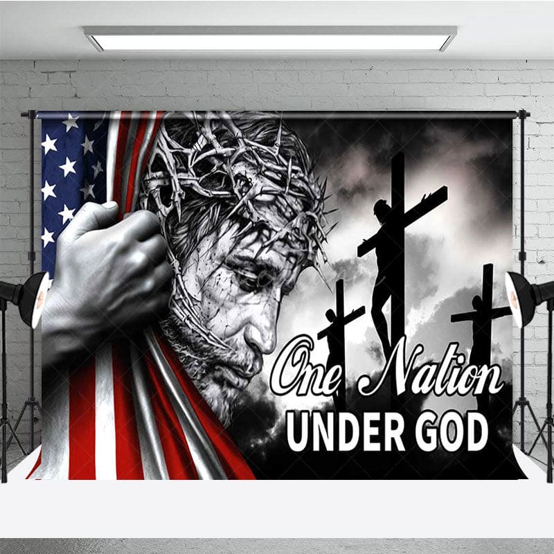 Aperturee - Aperturee Usa Flag One Nation Under God Independence Day Backdrop