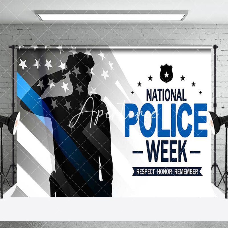 Aperturee - Aperturee Usa Flag Salute Happy National Police Week Backdrop
