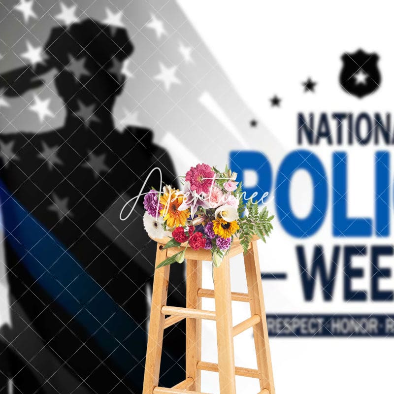 Aperturee - Aperturee Usa Flag Salute Happy National Police Week Backdrop
