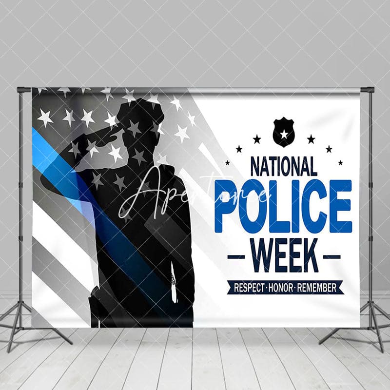 Aperturee - Aperturee Usa Flag Salute Happy National Police Week Backdrop