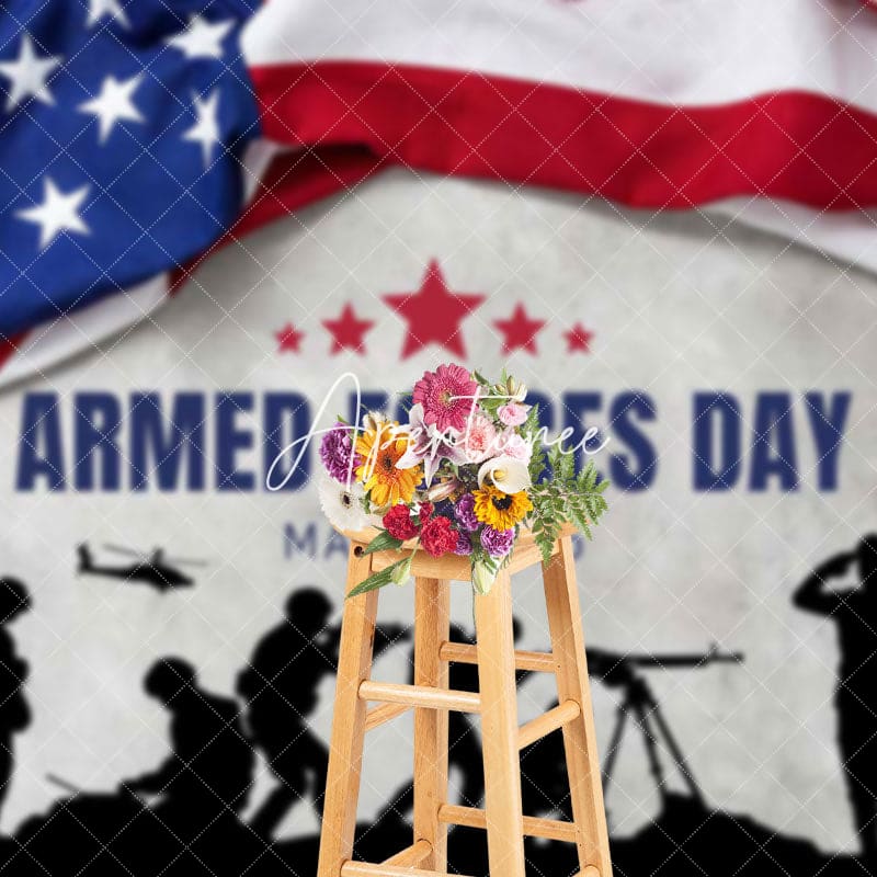 Aperturee - Aperturee Usa Flag Soldier National Armed Forces Day Backdrop