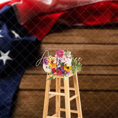 Aperturee - Aperturee Usa Flag Vintage Wood Grain Photography Backdrop