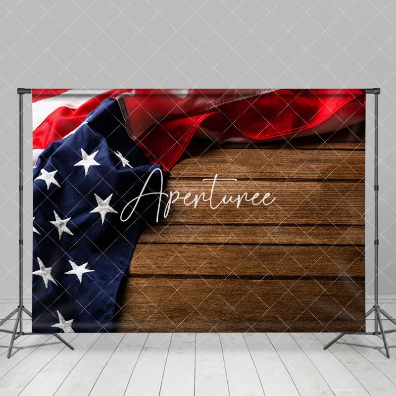 Aperturee - Aperturee Usa Flag Vintage Wood Grain Photography Backdrop