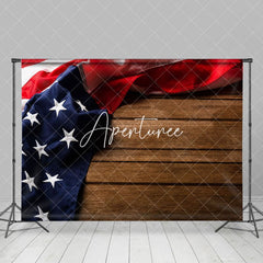 Aperturee - Aperturee Usa Flag Vintage Wood Grain Photography Backdrop
