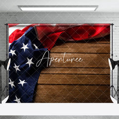 Aperturee - Aperturee Usa Flag Vintage Wood Grain Photography Backdrop