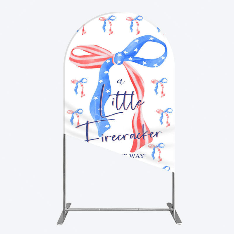 Aperturee - Aperturee Usa Flags Bows Firecracker Baby Shower Arch Backdrop