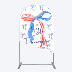 Aperturee - Aperturee Usa Flags Bows Firecracker Baby Shower Arch Backdrop