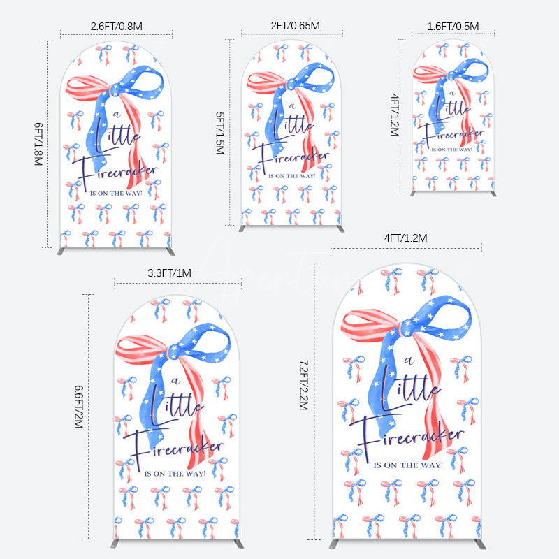 Aperturee - Aperturee Usa Flags Bows Firecracker Baby Shower Arch Backdrop