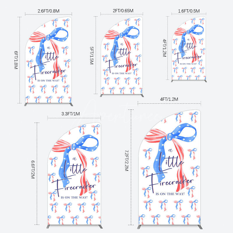 Aperturee - Aperturee Usa Flags Bows Firecracker Baby Shower Half Moon Arch Backdrop