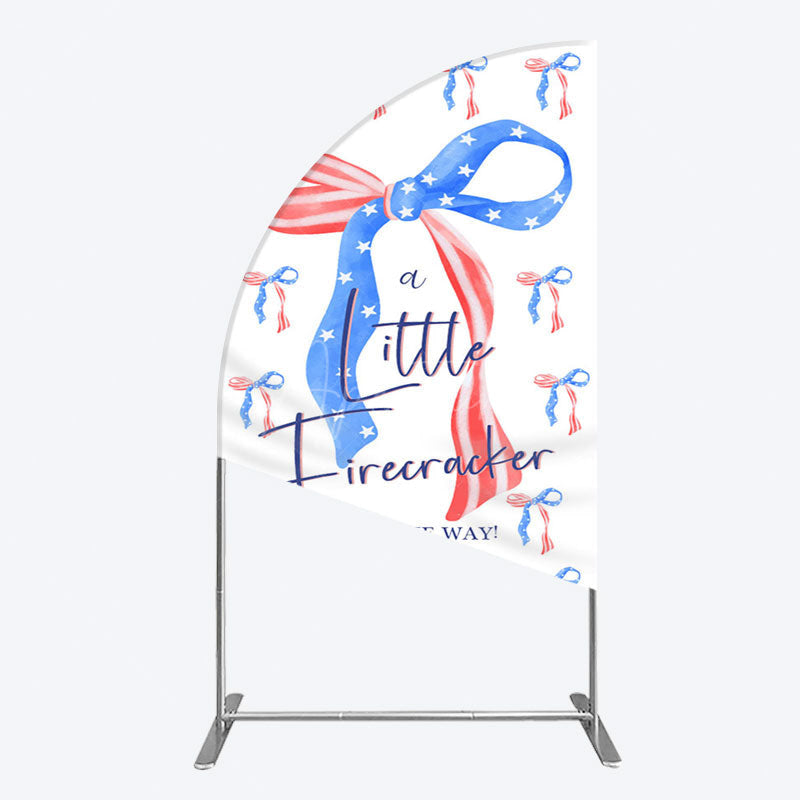 Aperturee - Aperturee Usa Flags Bows Firecracker Baby Shower Half Moon Arch Backdrop