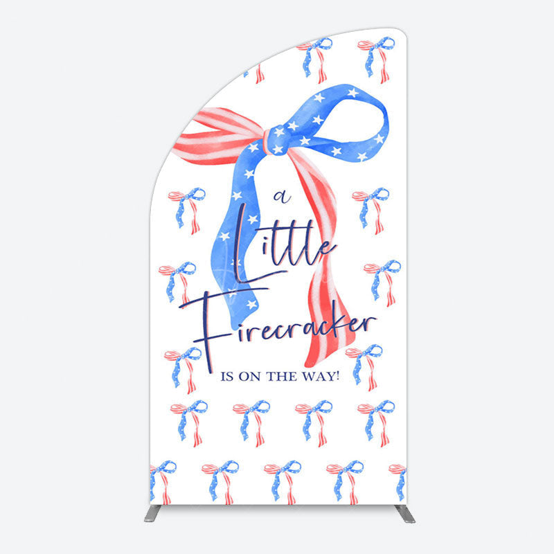 Aperturee - Aperturee Usa Flags Bows Firecracker Baby Shower Half Moon Arch Backdrop