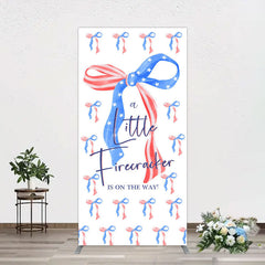 Aperturee - Aperturee Usa Flags Bows Firecracker Baby Shower Rectangle Backdrop