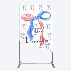 Aperturee - Aperturee Usa Flags Bows Firecracker Baby Shower Rectangle Backdrop
