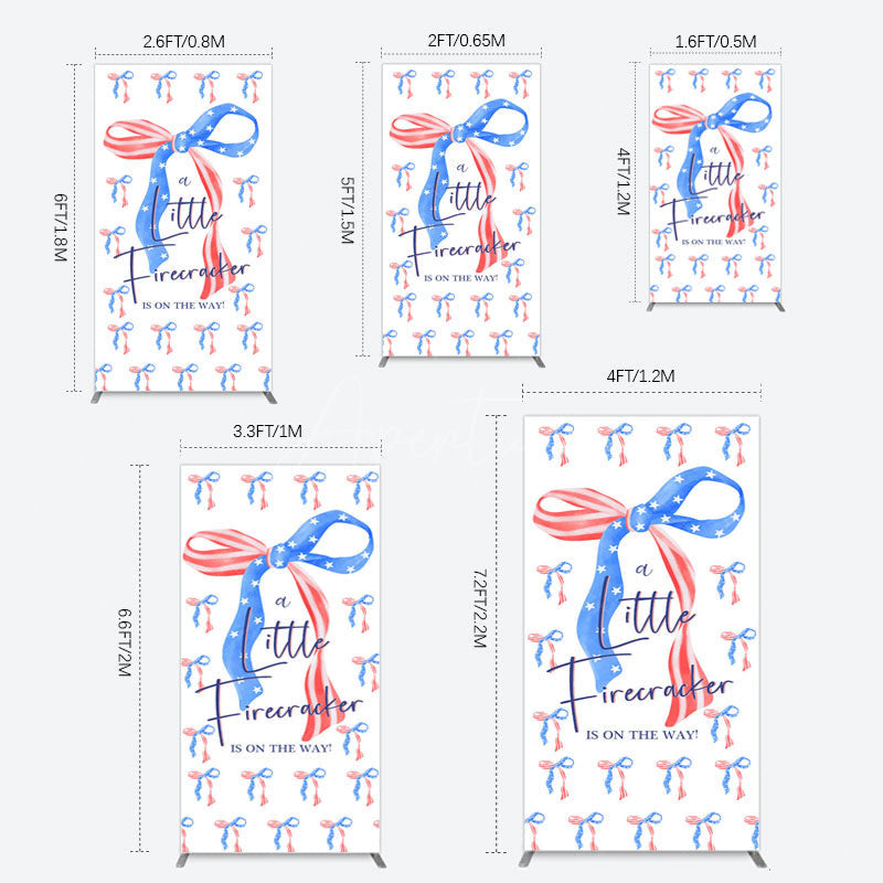 Aperturee - Aperturee Usa Flags Bows Firecracker Baby Shower Rectangle Backdrop