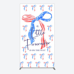 Aperturee - Aperturee Usa Flags Bows Firecracker Baby Shower Rectangle Backdrop