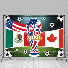 Aperturee - Aperturee USA Mexico Canada Flags and Soccer Balls 2026 International Football Celebration Holiday Backdrop Sports Event Decor