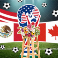 Aperturee - Aperturee USA Mexico Canada Flags and Soccer Balls 2026 International Football Celebration Holiday Backdrop Sports Event Decor