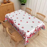 Aperturee - Aperturee Valentine Day Gnome Rectangle Tablecloth Cute Nordic Elf Heart Table Cover Rustic Farmhouse Holiday Decor