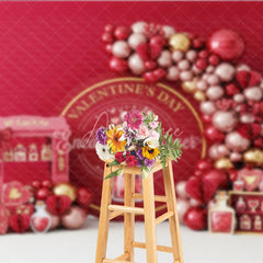 Aperturee - Aperturee Valentine Day Love Potion Backdrop Red Balloon Garland Magic Bottle Background Romantic Party Photography Decor