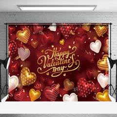 Aperturee - Aperturee Valentine Gold White Hearts Romantic Red Backdrop