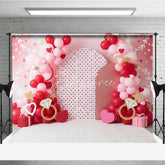 Aperturee - Aperturee Valentine Heart and Ring Photography Backdrop Red and Pink Balloons Party Banner