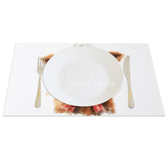 Aperturee - Aperturee Valentine Set of 4 Placemats Highland Cow Heart Sunglasses Red Plaid Bow Cute Animal Table Mats
