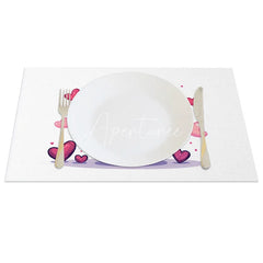 Aperturee - Aperturee Valentine Set of 4 Placemats Magic Love Potion Bottle Pink Heart Elixir Romantic Table Mats