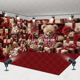 Aperturee - Aperturee Valentines Day Dense Gifts Box Bear Room Set Backdrop