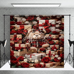 Aperturee - Aperturee Valentines Day Dense Gifts Box Bear Room Set Backdrop
