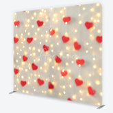 Aperturee - Aperturee Valentines Day Hearts Tension Fabric Backdrop Romantic Red Hearts and Bokeh Lights Background Love Celebration Decor