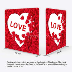 Aperturee - Aperturee Valentines Day LOVE Heart Tension Fabric Backdrop Red Satin Hearts Romance Party Decoration