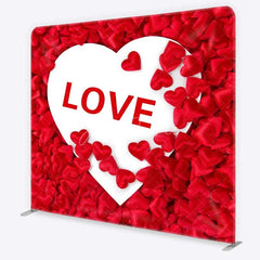 Aperturee - Aperturee Valentines Day LOVE Heart Tension Fabric Backdrop Red Satin Hearts Romance Party Decoration
