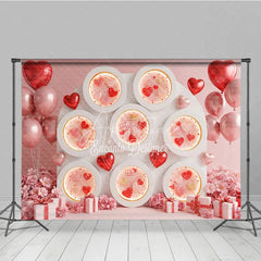 Aperturee - Aperturee Valentine’s Day Photography Backdrop Pink Jelly Heart White Wall Background Sweet Flower Photo Prop