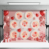 Aperturee - Aperturee Valentine’s Day Photography Backdrop Pink Jelly Heart White Wall Background Sweet Flower Photo Prop