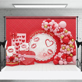 Aperturee - Aperturee Valentine’s Day Photography Backdrop Red Rose Kiss Mark Background Romantic Heart Box Photo Prop