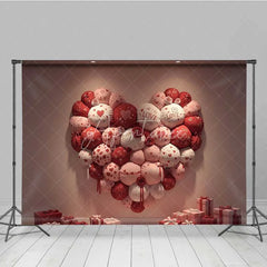 Aperturee - Aperturee Valentine’s Day Pillow Heart Photography Backdrop Red Pink Cushions Gift Boxes Photo Background Cozy Love Room Prop