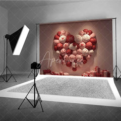 Aperturee - Aperturee Valentine’s Day Pillow Heart Photography Backdrop Red Pink Cushions Gift Boxes Photo Background Cozy Love Room Prop
