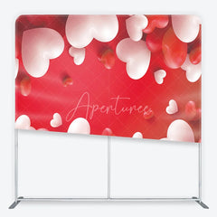 Aperturee - Aperturee Valentine’s Day Tension Fabric Backdrop 3D Red and White Hearts Romantic Background