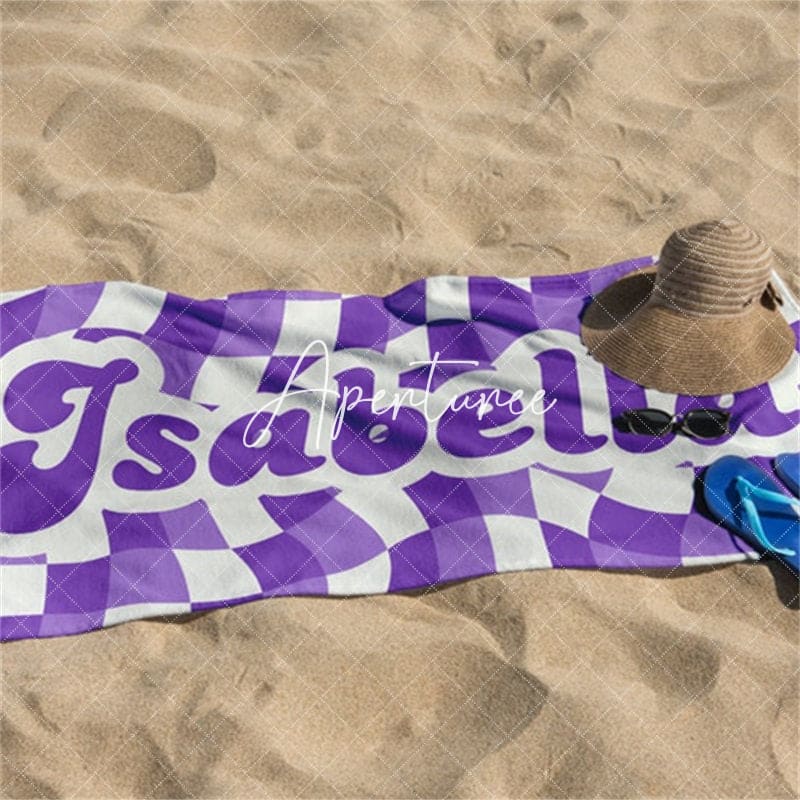 Aperturee - Aperturee Vans Checker Pattern Retro Customized Beach Towel