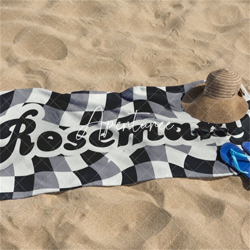 Aperturee - Aperturee Vans Checker Pattern Retro Customized Beach Towel