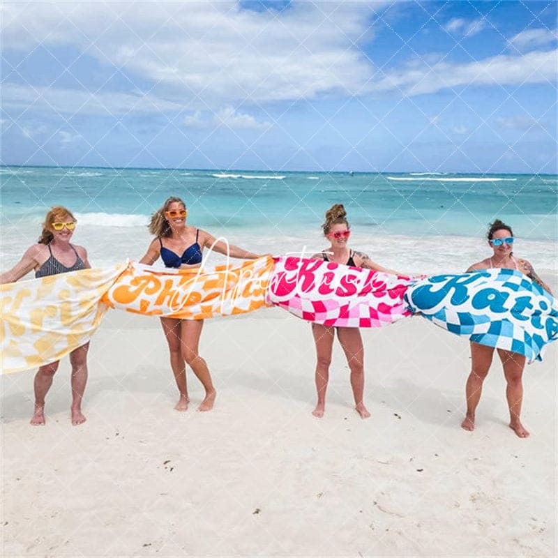 Aperturee - Aperturee Vans Checker Pattern Retro Customized Beach Towel