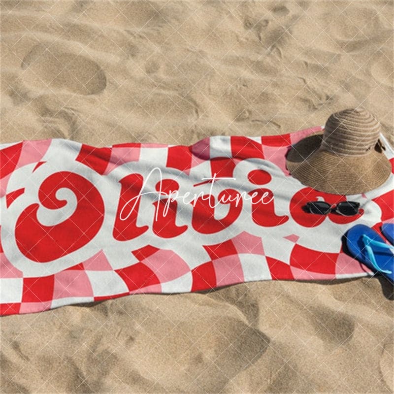 Aperturee - Aperturee Vans Checker Pattern Retro Customized Beach Towel
