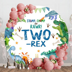 Aperturee - Aperturee Various Cartoon Dinosaurs Two Rex Round Backdrop