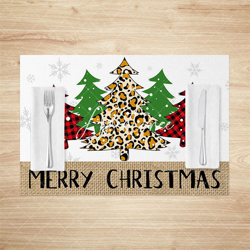 Aperturee - Aperturee Various Christmas Tree Snowflakes Set Of 4 Placemats