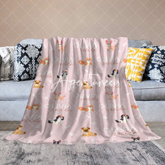 Aperturee - Aperturee Various Dogs Bones Paws Pink Custom Name Blanket