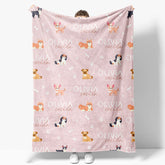 Aperturee - Aperturee Various Dogs Bones Paws Pink Custom Name Blanket