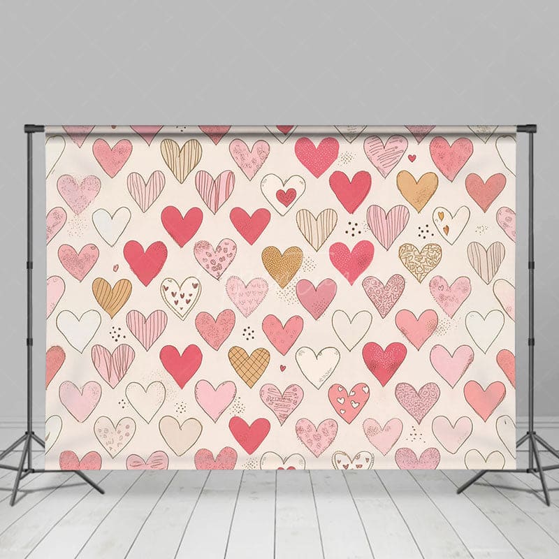 Aperturee - Aperturee Various Heart Shaped Pattern Valentines Day Backdrop
