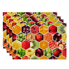 Aperturee - Aperturee Various Honeycomb Fruits Dining Set of 4 Placemats